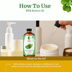 Ingredients and bottle of Brahmi oil