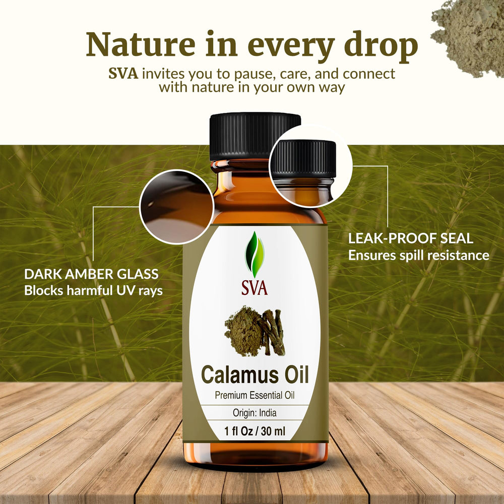 Dropper-cap bottle of SVA Calamus Essential Oil