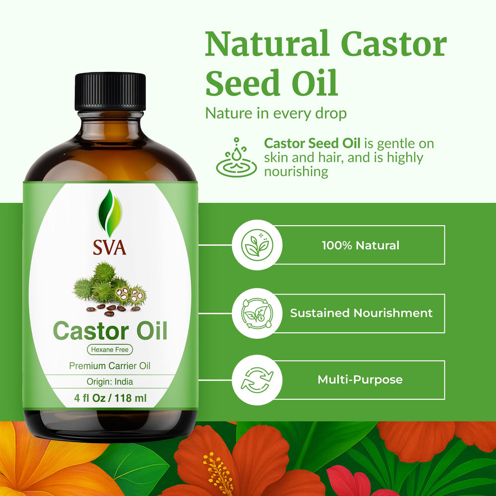 Front label of SVA Castor Seed Oil bottle