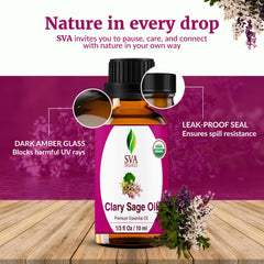 SVA Clary Sage Organic Essential Oil packaging and labeling