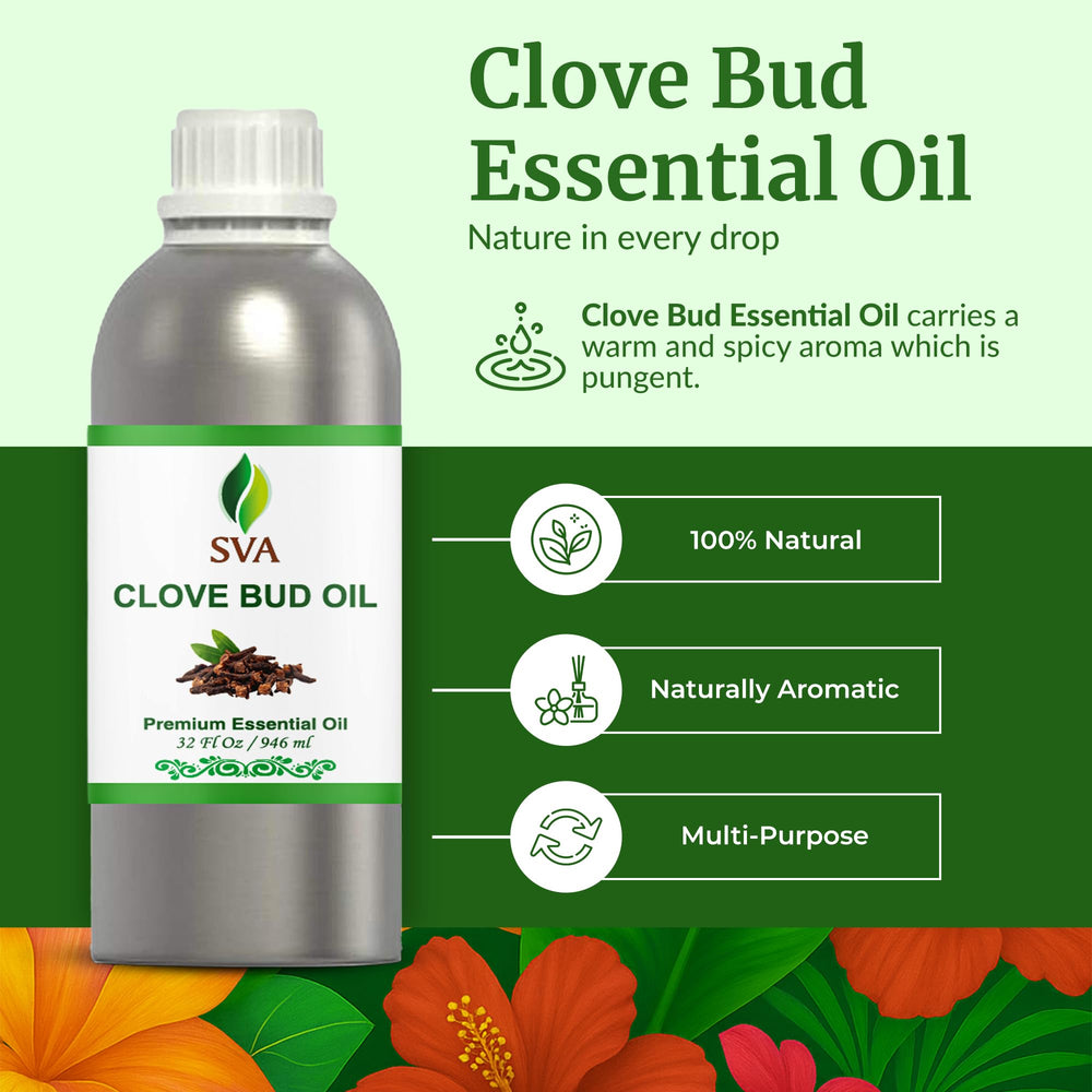 SVA Clove Bud Essential Oil 32oz bottle back label