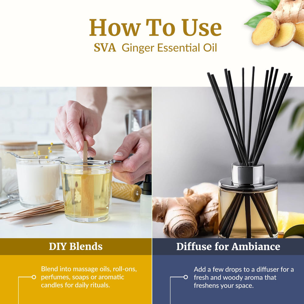 Diffuser scene with ginger essential oil aroma