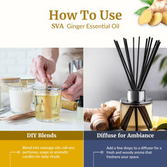 Diffuser scene with ginger essential oil aroma