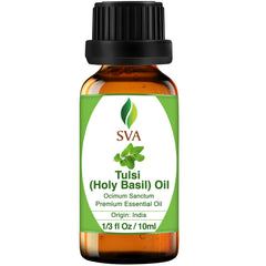 Bottle of SVA Holy Tulsi Essential Oil 1/3 oz