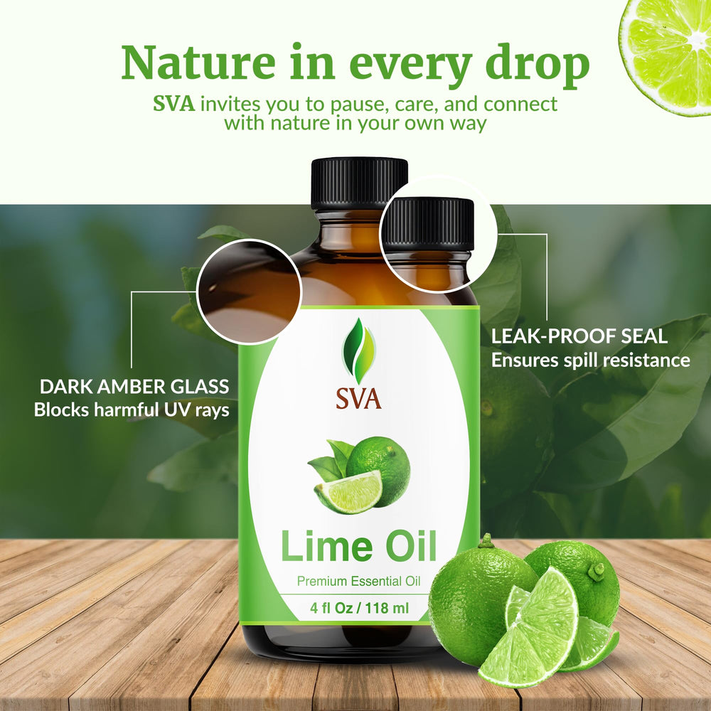 Dropper-cap bottle of SVA Lime Essential Oil