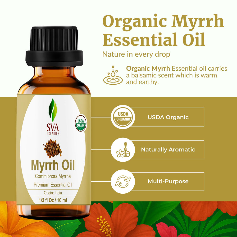 Myrrh essential oil used with a diffuser for aromatherapy