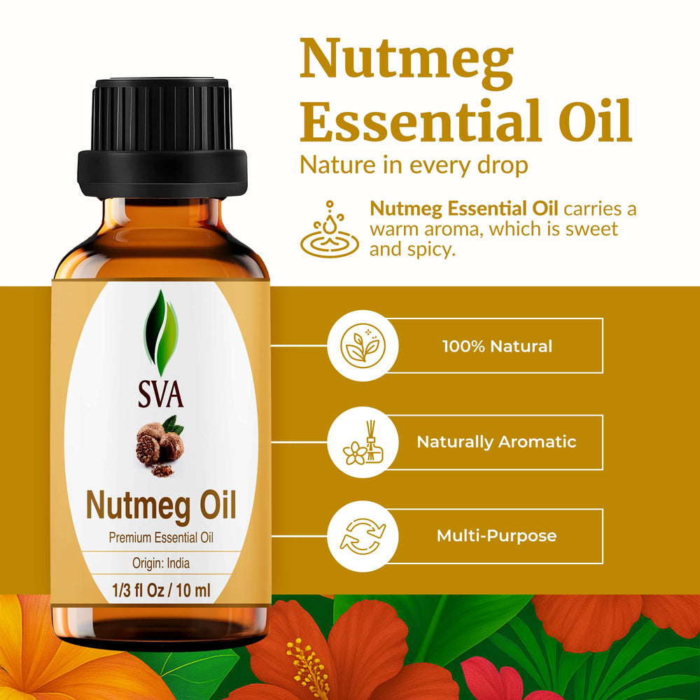 Steam-distilled Nutmeg essential oil close-up