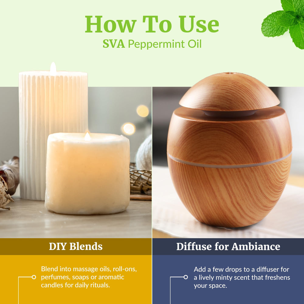 Dropper bottle packaging of SVA Peppermint Essential Oil