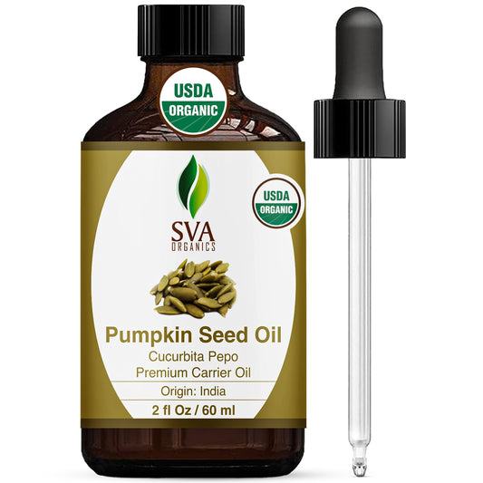 Bottle of SVA Organic Pumpkin Seed Oil 2oz with dropper
