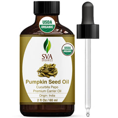 Bottle of SVA Organic Pumpkin Seed Oil 2oz with dropper
