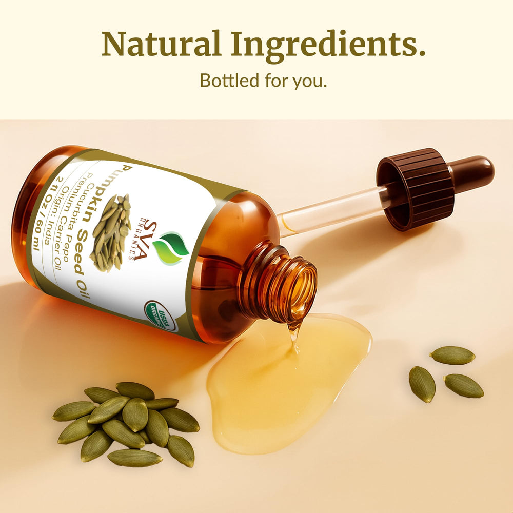 Packaging and dropper included with pumpkin seed oil bottle