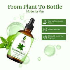 Amber glass bottle of SVA Spearmint Essential Oil 4oz