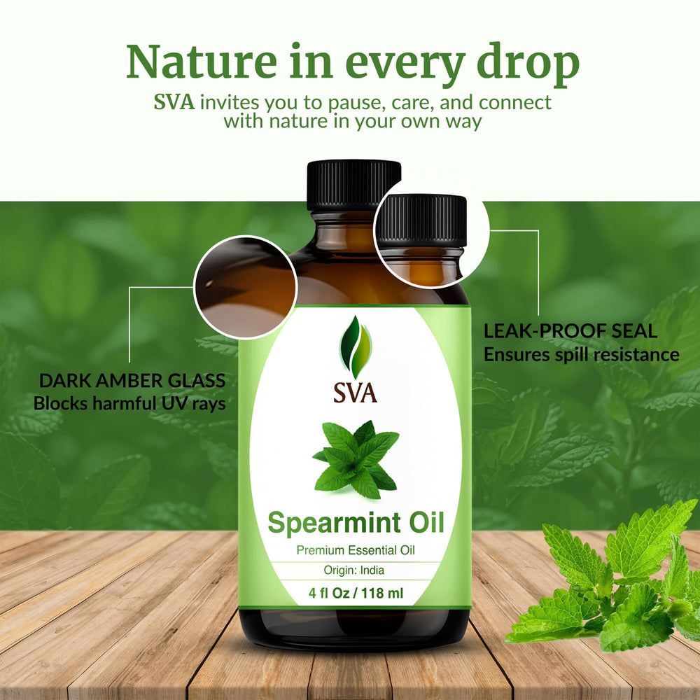 Spearmint essential oil added to shampoo or lotion for hair care