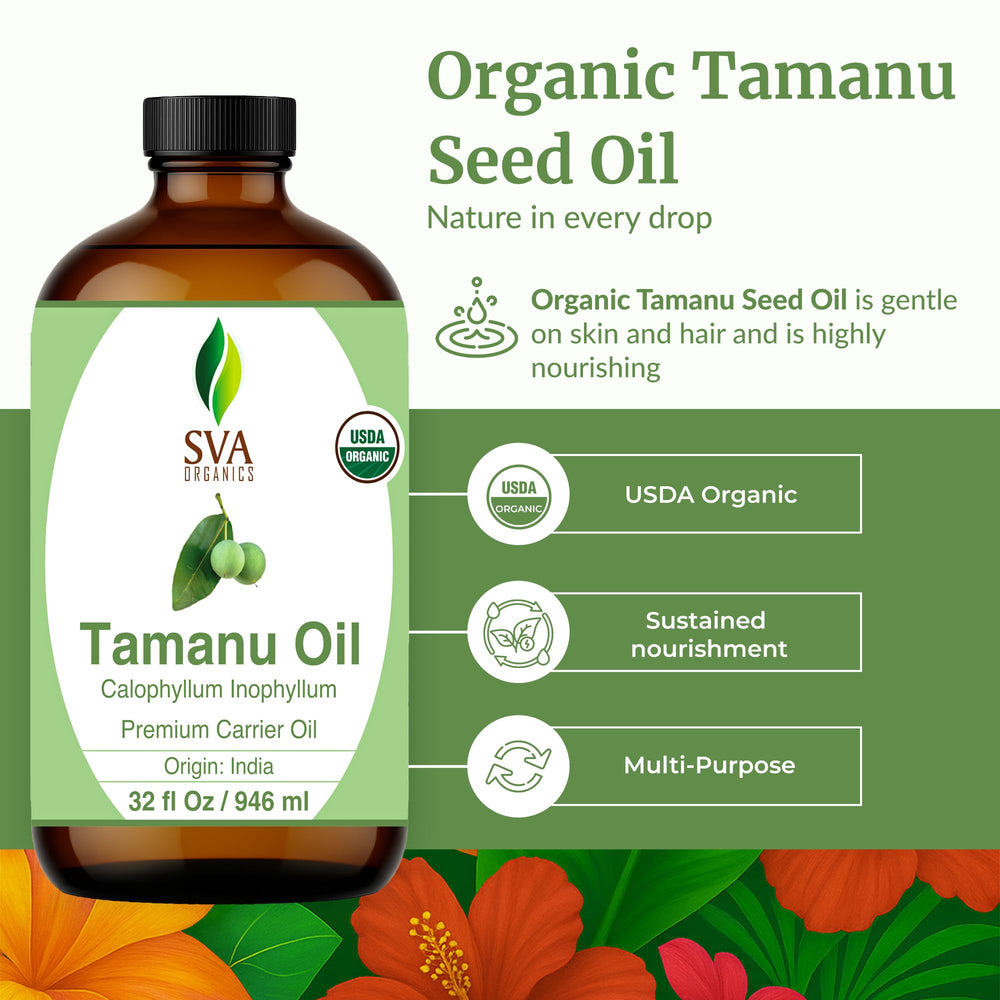 Tamanu oil applied to face for skin care