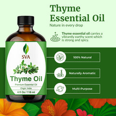 Thyme essential oil bottle with dropper and label