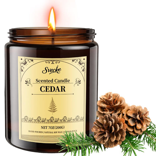 SVECKE Cedar Scented Candle 7oz jar – cedarwood fragrance