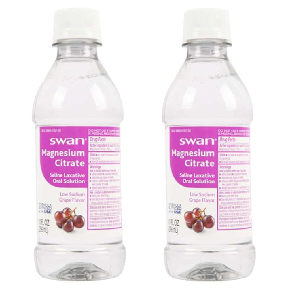 Swan Magnesium Citrate Oral Laxative, Grape Flavor, 2 x 10 oz Bottles