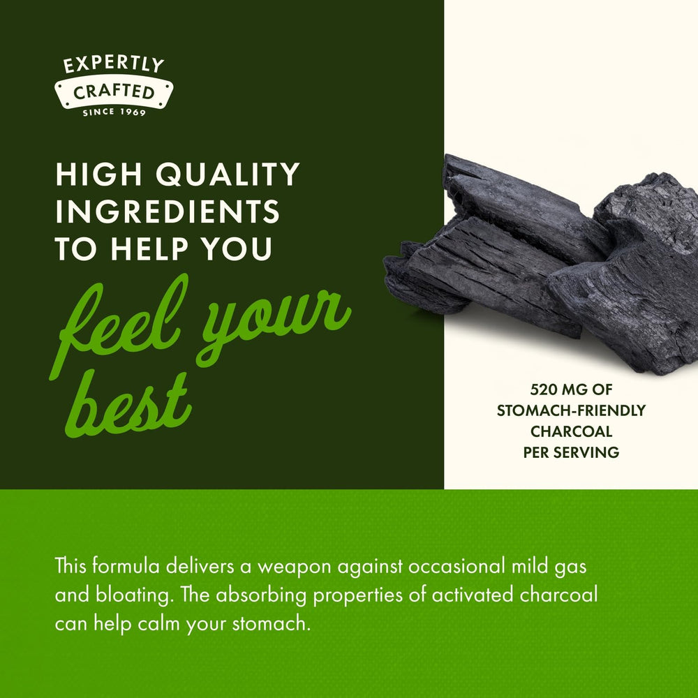 Bloating relief concept with Swanson Activated Charcoal