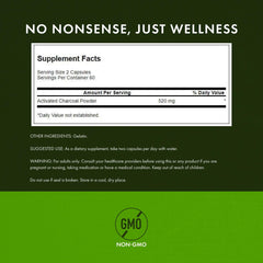 Label close-up: Swanson Activated Charcoal - Digestive Health Support