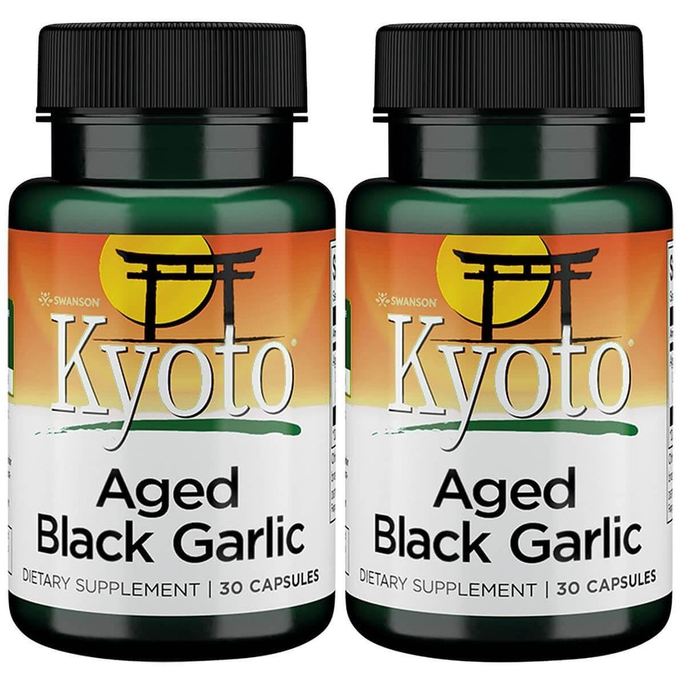 Swanson Aged Black Garlic 650 mg 30 Caps (2 Pack) bottle front view