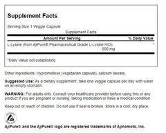 Close-up of Swanson Ajipure L-Lysine 500 mg vegetarian capsules container
