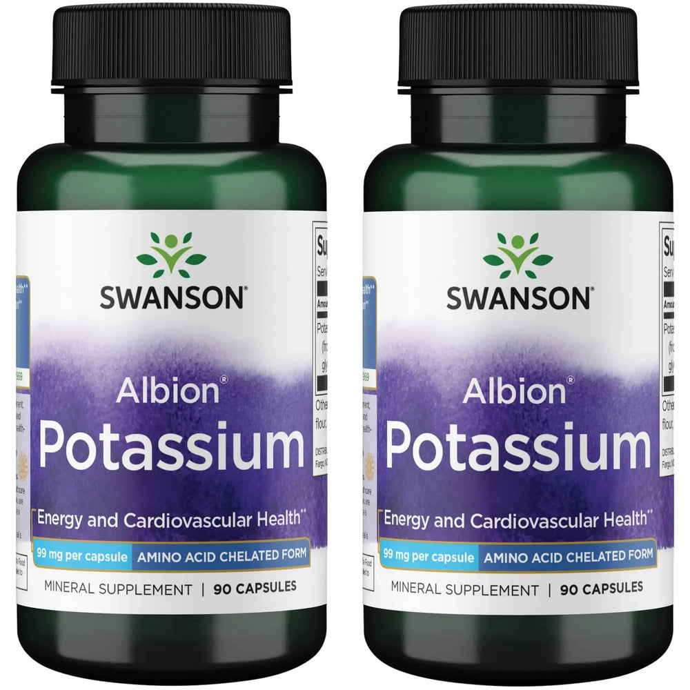 Swanson Albion Complexed Potassium 99 Milligrams 90 Capsules bottle - 2 pack (front view)