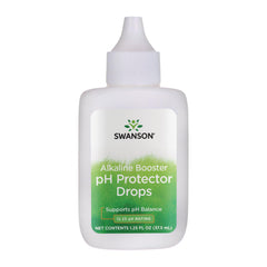 Swanson Alkaline Booster pH drops bottle showing 12.25 pH rating (1.25 oz).