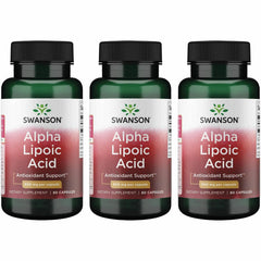 Swanson Alpha Lipoic Acid 600 mg capsules in bottle - 60 count - 3 pack