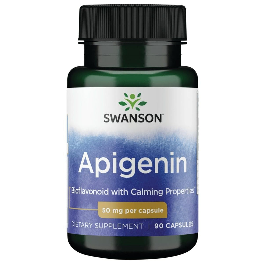 Bottle of Swanson Apigenin 50mg capsules, 90 count