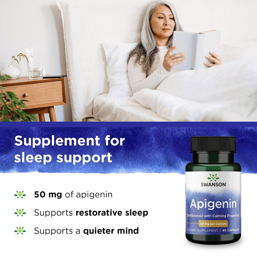 Swanson Apigenin packaging and box showcasing trusted quality for daily wellness