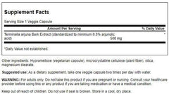 Close-up of Swanson Arjuna 500 mg capsules
