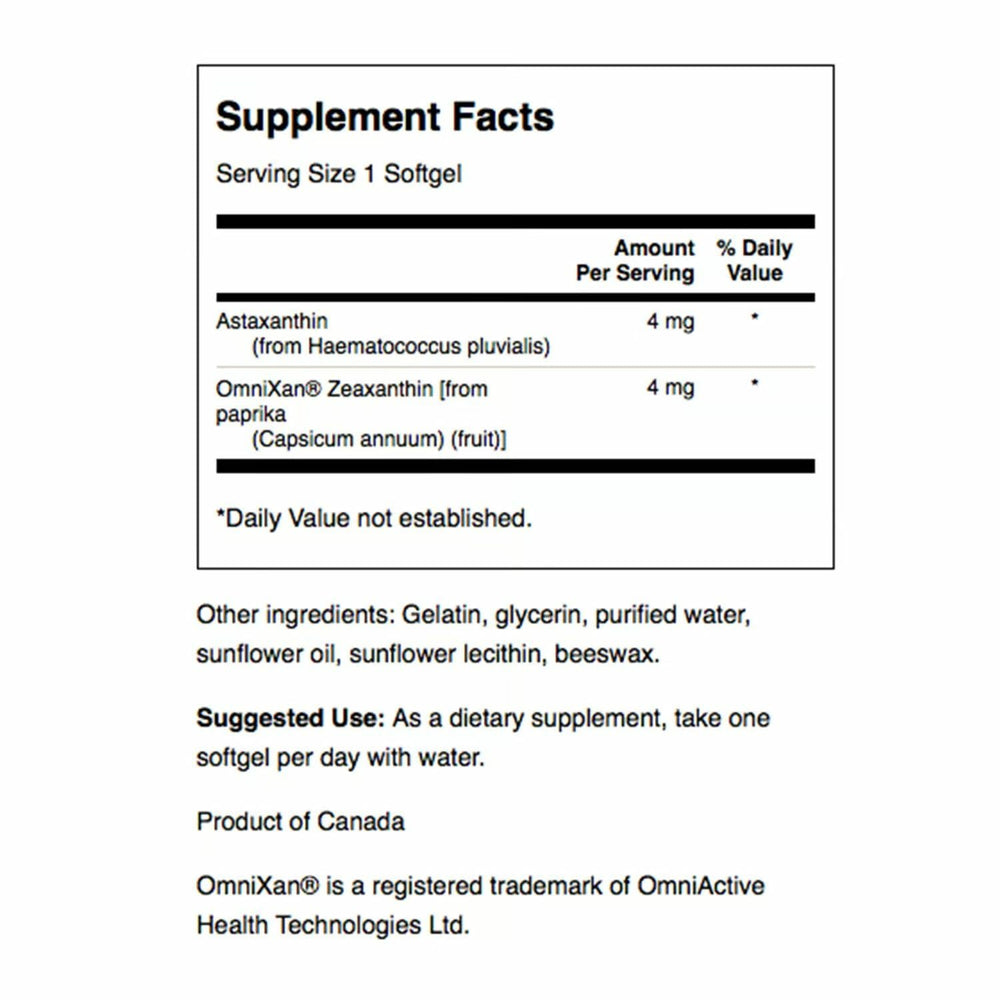 Swanson Astaxanthin & Zeaxanthin 2-pack product packaging
