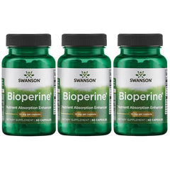 Swanson Bioperine 10 mg 60 capsules bottle – 3 pack, front view
