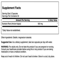 Close-up of Swanson Burdock Root Kidney and Liver Support capsules