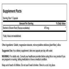 Close-up of Swanson Butcher's Broom 470 mg bottle label