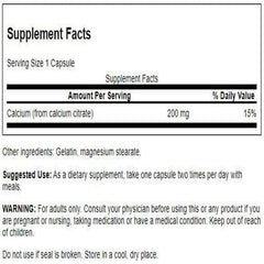 Swanson Calcium Citrate 200 mg 60 Caps bottle – side view