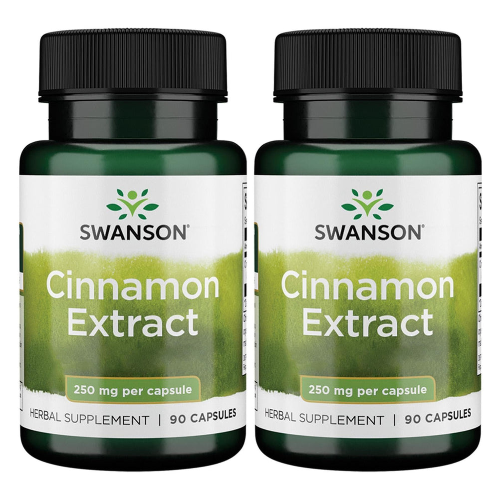 Swanson Cinnamon Extract 250mg bottle - 90 capsules (2 pack) front view