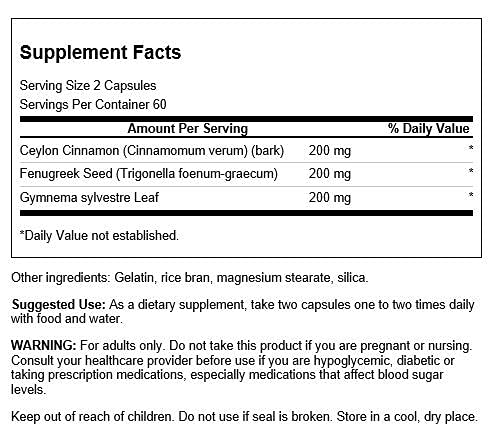 Swanson product packaging for Cinnamon, Fenugreek & Gymnema 120 capsules