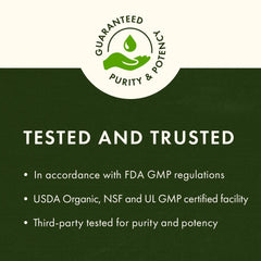 Nutritional facts label on CoQ10 softgels bottle