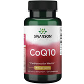 Swanson CoQ10 bottle and packaging, 30 mg, 120 capsules