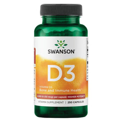 Swanson Vitamin D3 2000 IU bottle with 250 capsules front view