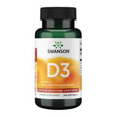 Front view of Swanson Vitamin D-3 5000 IU bottle