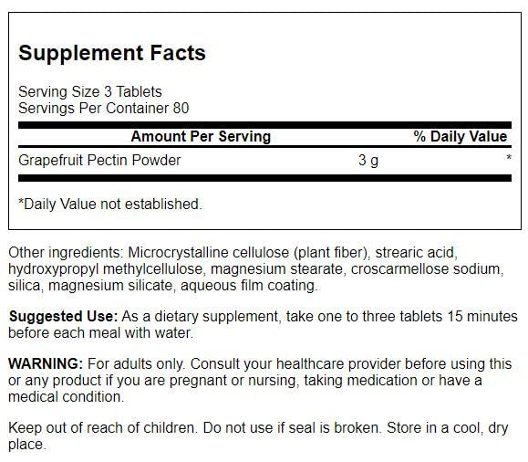 Swanson Diet Grapefruit Pectin 1000MG bottle – back label
