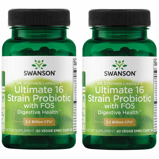 Swanson Dr. Stephen Langer's Formula probiotic bottle with 60 veggie capsules (2-pack)
