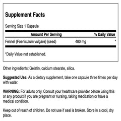 Swanson fennel 480 mg bottle label close-up
