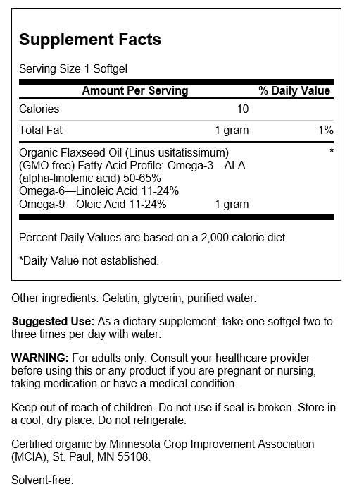 Close-up of Swanson Flaxseed Oil Omegatru 1000 mg softgels - 100 count