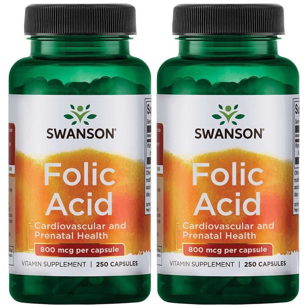 Swanson Folic Acid 800 mcg - 250 Capsules (2 Pack)