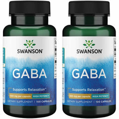 Swanson GABA 500mg 2-pack bottle with labels visible