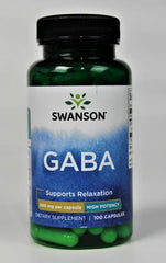Two bottles of Swanson GABA 500mg capsules shown together