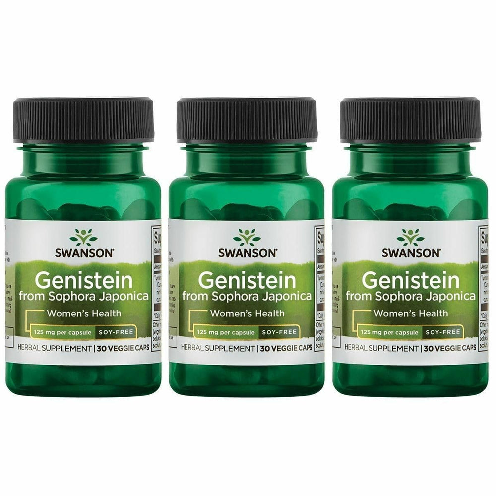 Swanson Genistein plant-based capsules close-up highlighting wellness support from natural plant source
